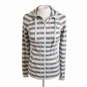 Lukka Striped Full Zip Hoodie Thumbholes Small Active Yoga Athleisure